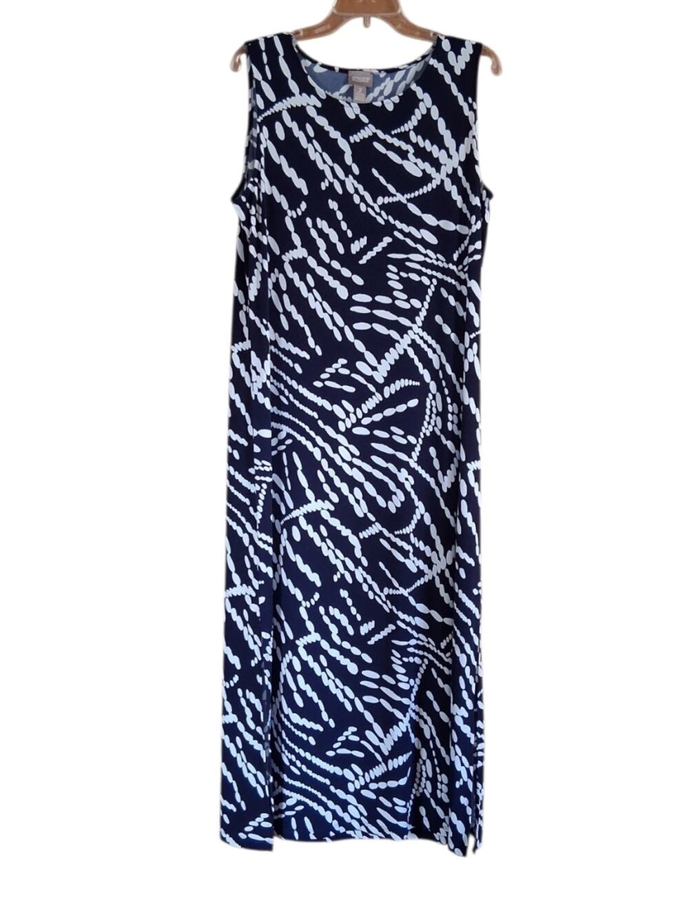 Chico's Sleeveless Stretchy Maxi Dress Navy Blue Size Medium (2)